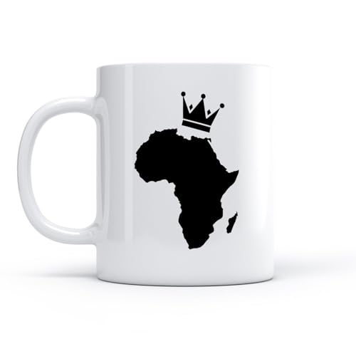 AYUEHBN Tazza da tè in ceramica Mappa dell'Africa Continente africano Corona Home ation （11oz/320ml） Tazze da caffè in ceramica per casa o lavoro