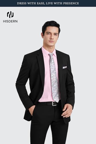 Image of HISDERN Mens Dress Shirt with Tie Pocket Square Set Classic Button Down Shirt Matching Tie Long Sleeve Shirts