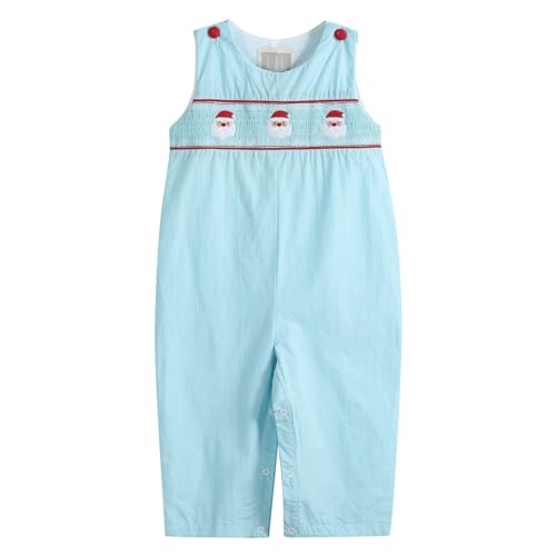 Lil cactus Blue Santa Smocked Overalls, 18-24 Months