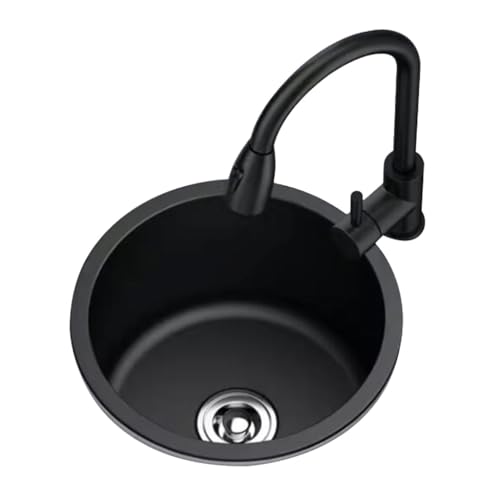 Évier de cuisine sous plan rond en acier inoxydable noir mat design moderne