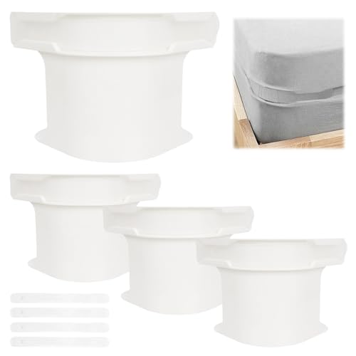 Lot de 4 supports de drap de lit, blancs, tendeurs antidérapants en caoutchouc pour matelas, lit bébé et lits âgés, grands clips antidérapants avec forte...