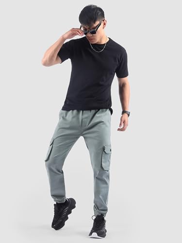 Image of Beyoung Cotton Regular Fit Heavy Gauge Cargo Joggers for Men | Ribbed Hem | Spacious Pockets | Track Pants | Elastic Waistband | Cargo for Men