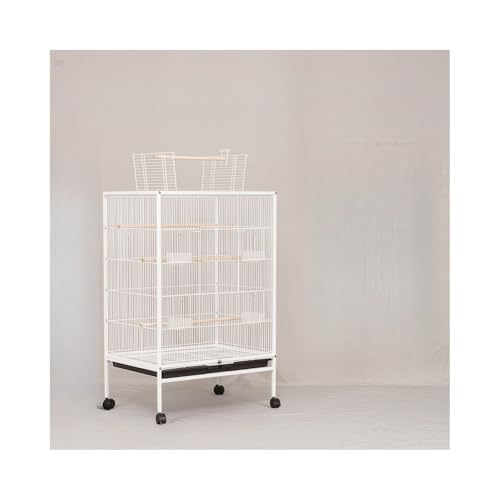 Quxxuol鳥かご インコケージ 大型鳥かご 鳥小屋 丈夫で耐久性のあるトレイ引き出し 取り付け簡単 掃除簡単 キャスター付き 移動簡単 インコ、セキセイインコ、文鳥に適しています (ホワイト,タイプA)