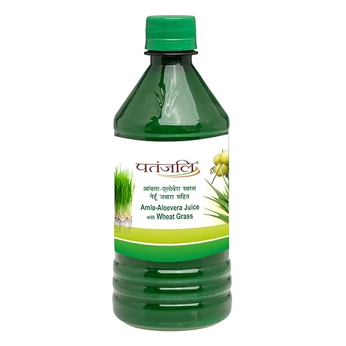 Patanjali Amla-Aloevera Juice with Wheatgrass Juice 500ml / 16.90 fl oz - (Pack of 2)