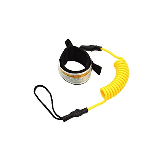 Tongdejing Correa para Tabla de Surf, Cuerda para Pierna en Espiral, Cuerda Recta para Tabla de Surf, Correa de Seguridad elástica para Exteriores, Cuerda Ajustable de TPU para muñeca (Amarillo)
