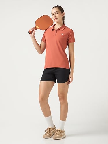 Image of TECHNOSPORT Womens Polyester Slim Fit Solid Half Sleeve Polo Matpiq T-Shirt with Techno Dry, Anti Static for Regular Use
