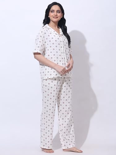 Image of B STORIES Women's Cotton Pyjama Set | Comfort and Relexed Nightsuit for Ladies