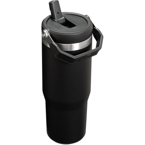 Image of Stanley IceFlow Flip Straw Tumbler with Handle 30 oz | Twist On Lid and Flip Up Straw | Leak Resistant Water Bottle | Insulated Stainless Steel | BPA-Free | Black 2.0