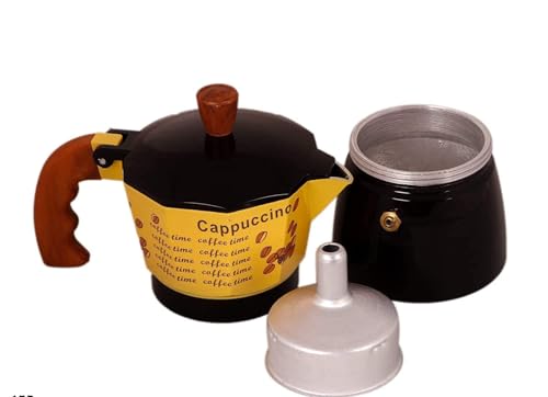 Image of Traditional Classic Italian Style Moka Pot Coffee Maker for Strong Espresso & Cappuccino with Heat Resistant Handle (Can Make 3 Cups)