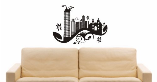 INDIGOS UG Wandtattoo Algier Skyline | 4-60x11 Cm, Schwarz | Selbstklebend Für Glatte Oberflächen