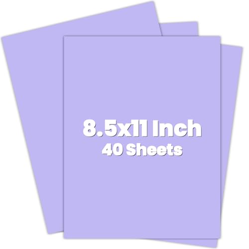 Purple Cardstock 8.5 x 11 Purple Paper Colored Cardstock Paper 40 Sheets Light Purple Card Stock for Party Invitations Art Drawing Menus DIY Cards Tags Crafts Certificates School Office Printing