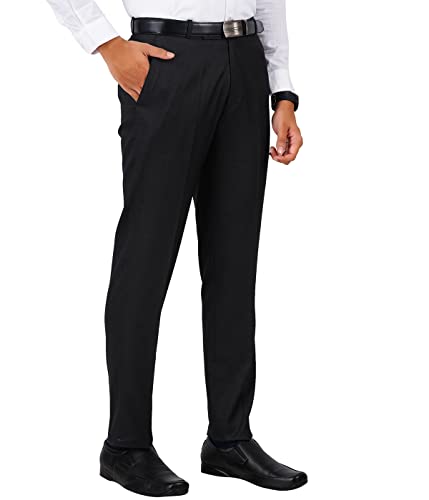 Image of Mc Henry Men's Wrinkle Free Stretchable Self Design Formal Regular Fit Trousers