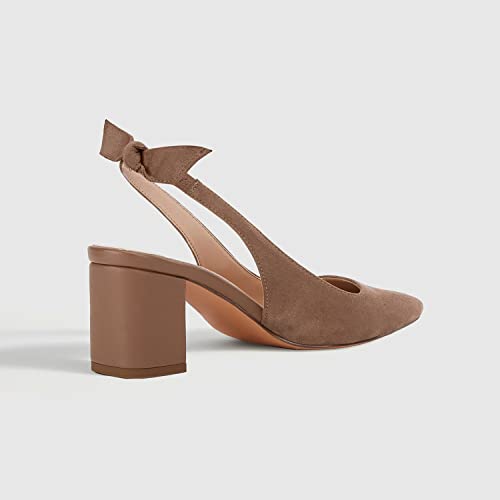 Image of Juliet Holy Womens Pumps Pointed Toe Slip on Slingback Cute Bowknot Classic Chunky Block Heels