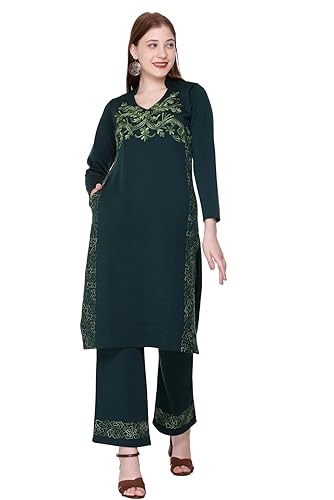 Rosary Women’s Woolen Winter Wear Warm Kurta with Palazzo Set (2pc), 23KPEMB_C