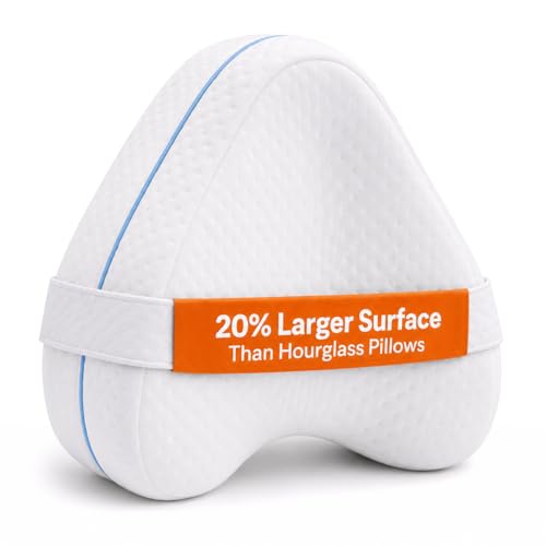 Contour Legacy Leg & Knee Foam Support Pillow for Side Sleepers Soothing Relief for Back Hips Knees Joints Nerves & Muscles - Includes Removable 18 Strap