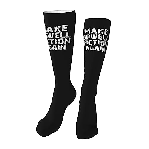 Make Orwell Fiction Again Knee High Socks For Women Long Tube Socks Athletic Compression Socks Unisex High Socks Girls