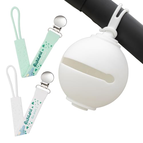 Image of 2-Pack Pacifier Clip Set for Baby Girls - Silicone Pacifier Clips + Holder Case | Keep Pacifier Clean & Within Reach | Perfect for Stroller & Diaper Bag (0-12 Months)