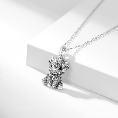 Cow and Highland Cow Necklace Sterling Silver S925 Jewelry Italian Horn Pendant for Women2