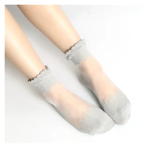 Ruffle Socks 2Pair Women Lace Ruffle Ankle Sock Soft Silk Cotton Elastic Knit Frill Trim Transparent Socks(BLUE)4
