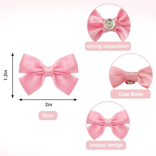 Imanes decorativos lazo rosa para nevera, 8 unidades miniatura 2