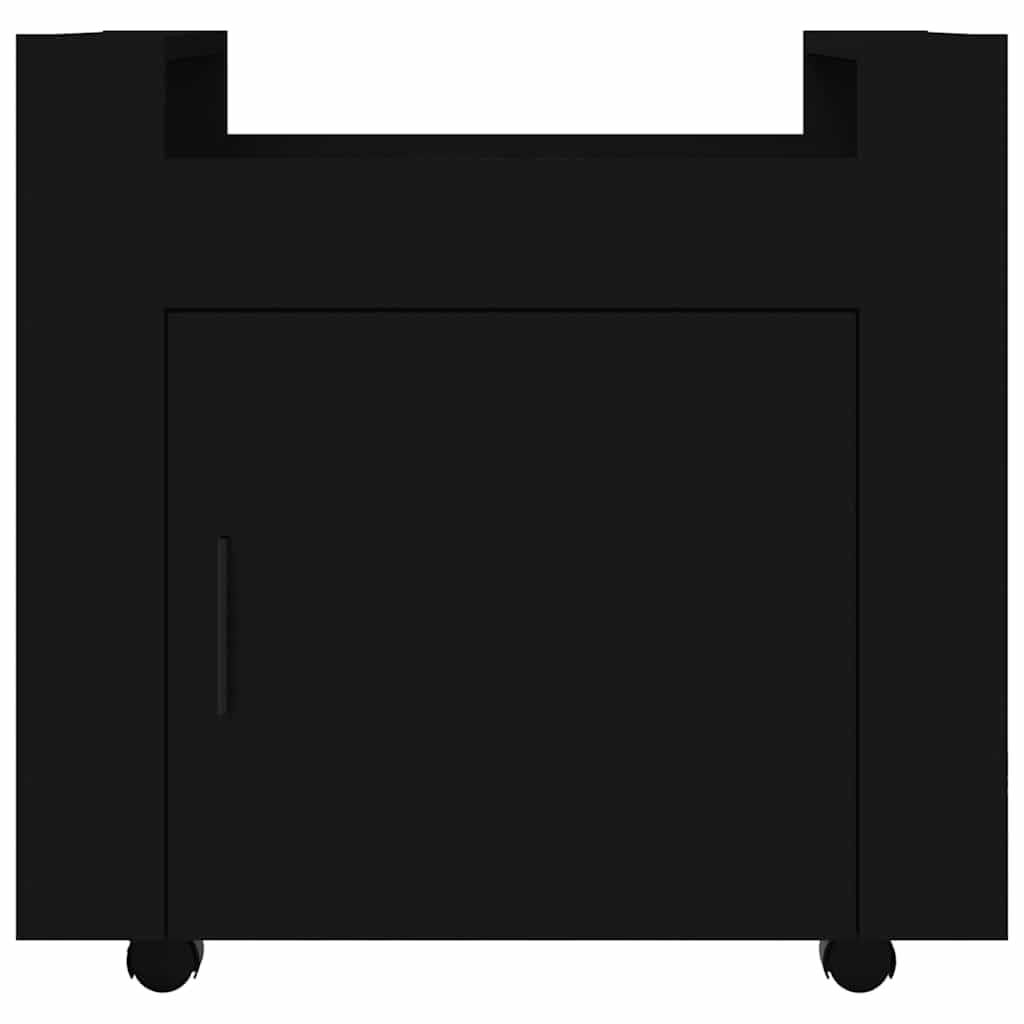 Bürowagen Schwarz 60x45x60 cm Holzwerkstoff mit 4 Rollen und Stabiler Oberplatte für Ordnung im Büro, Schreibtischwagen mit praktischer Tür zur Aufbewahrung, Büroorganisation