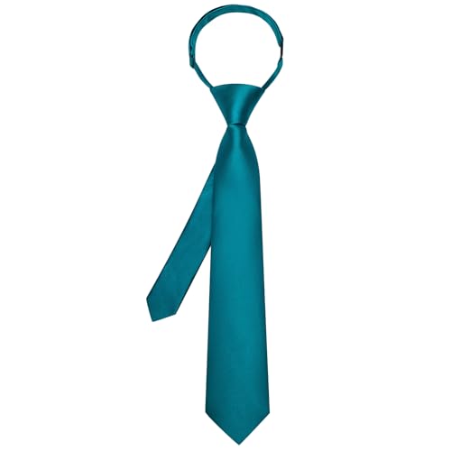 Image of Hi-Tie Pretied Boys Ties Solid Color Kids Adjustable Necktie Lapel Pin Clip Set Age 8-12 Wedding School Graduation
