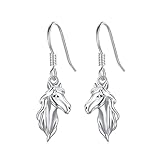Horse Earrings 925 Sterling Silver Animal Horse Stud Earrings Horse Dangle Drop Earrings Jewelry Gif