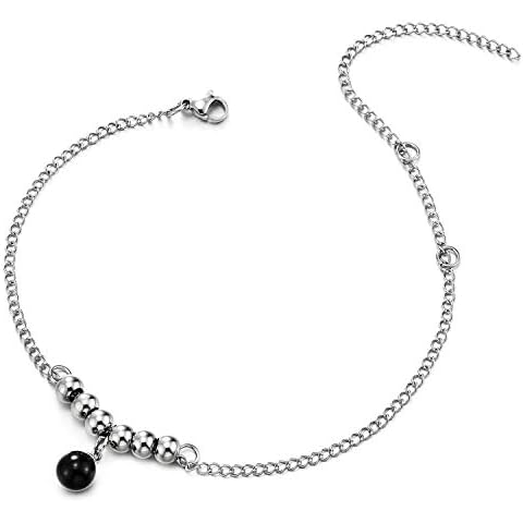 COOLSTEELANDBEYOND Cadena Enlace Tobillera con Perla Cover
