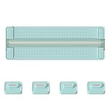 4-in-1 Bidirectional Paper Cutter, Papierschneider, Schneidemaschine Papier, Geschenkpapier Schneider mit 4 Schneidköpfe fur Fotos, Coupons und Etiketten (Blau)