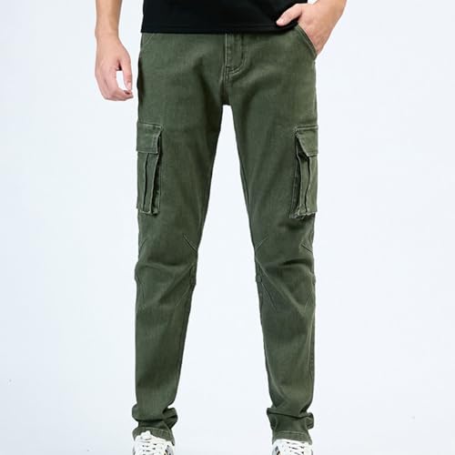 Men's Cargo Jeans, Slim-fit Stretch Pants, Work Pants, mid-Rise, six-Pocket Tapered Skinny Jeans3