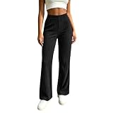 Ribbed Knit Flare Pants Women High Waisted Bootcut...