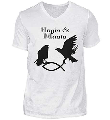 T-shirt en V Hugin & Munin homme blanc XX-Large aux finitions premium