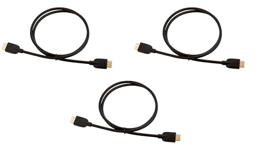 Image of Amazon Basics High-Speed 4K HDMI 2.0 Cable, 3-Pack, 3ft, 18Gbps, 2160p, 48 bit, Compatible with TV /PS5 /Xbox /Roku /Blu-ray, Black