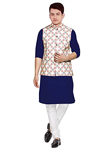 Image of OS MEN'S 3 PCS COMBO SET | KURTA + PYJAMA + NERHU JACKETS|COTTON KURTA PYAJAMS | SARTIN NERHU JACKET| SIZE M TO 2XL|