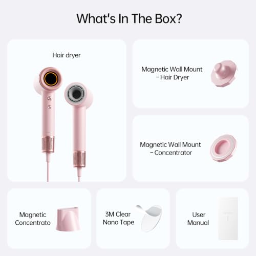 BOWEI High-Speed Ionic Hair Dryer, 110,000 RPM with Magnetic Wall Mount | Fast-drying hair dryer with 200M negative ions, quiet 49dB operation, lightweight design & magnetic concentrator for styling. - image 8