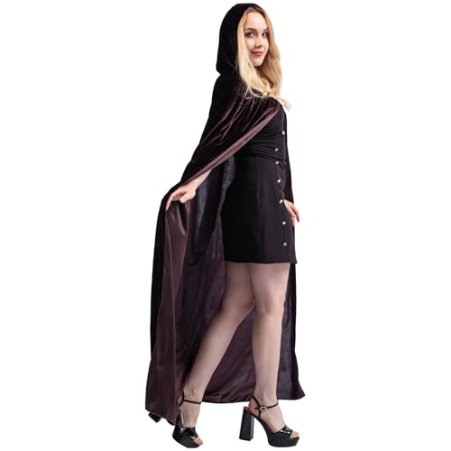 Myir JUN Halloween Umhang Unisex, Umhang mit Kapuze für Damen Herren Kinder Erwachsene Vampir Kostüm Jungen Halloween Kostüm (Braun, M)