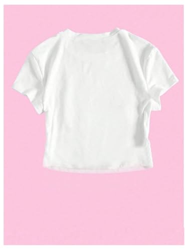 Girl's Summer Graphic Crop Tops Short Sleeve Letter Bowknot Print T Shirts Crewneck Tees2