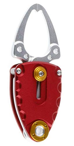 Mini Fish Lip Gripper, Portable Fish Grabber for Saltwater&Freshwater Aluminum Stainless Steel Fish Controller Easy Catch Fishing Gear Tools Powerful Fish Light Weight Holder (RED)
