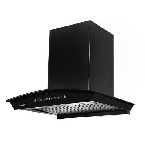 Image of Ruwa Rave 60 Auto Clean Filterless Kitchen Chimney, 60cm, 1250 m /hr Suction Power, Curved Glass Design, Motion Sensor, Touch Control, Installation Kit Included, 7-Year Motor Warranty