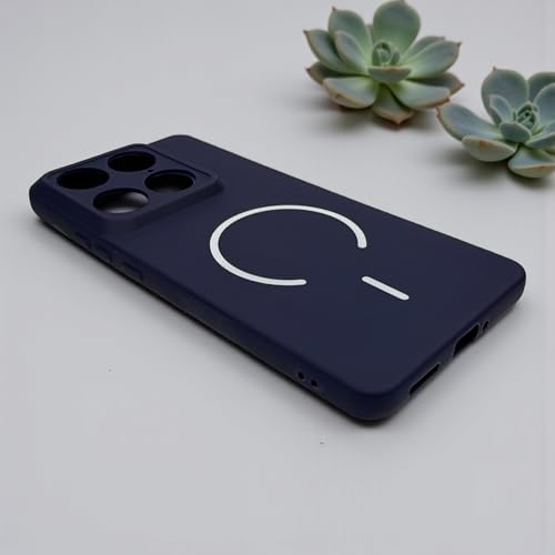 Image of SBMS Silicone Back Cover Case for Motorola Signature | Soft Micro-Fibre Lining Inside | Magsafe Print On Back Side Camera Protection Bump | Shockproof Case Moto Signature (Magsafe Print Small Blue)
