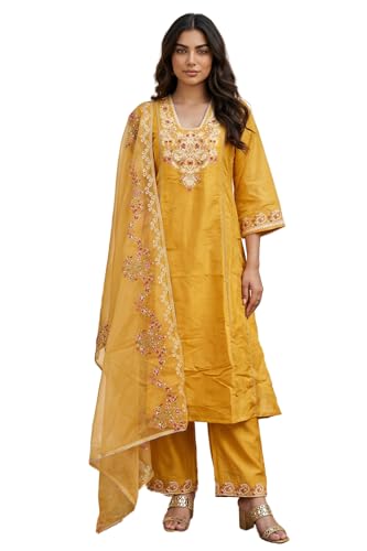 Kurta droite broderie florale haut de gamme trois pièces W for Woman