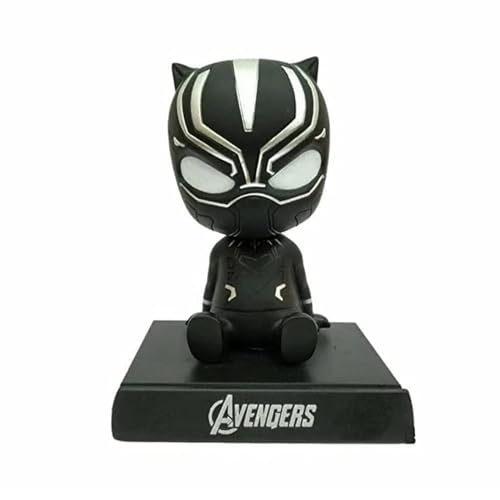 Image of Super Hero Action Figure Limited Edition Bobblehead with Mobile Holder for Car Dashboard, Office Desk & Study Table (Black Panther)
