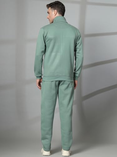 Image of CHKOKKO Track Suit For Man High Neck Winter Tracksuit Men Full Zip Jacket With Elastic Waist Lower And Soft Sports Activewear Set For Gym Running And Casual Use