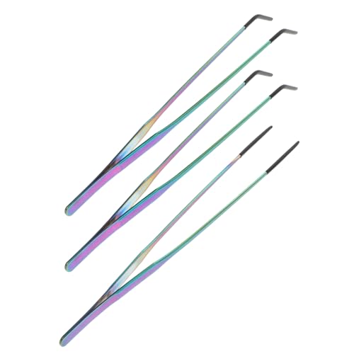 JOINPAYA Pinzas para Comida para Mascotas de Acero Inoxidable 3 Piezas (1 Recta y 2 Curvas) de 27 Cm, Herramientas de Alimentación Precisas para Reptiles y Acuarios, Suministros
