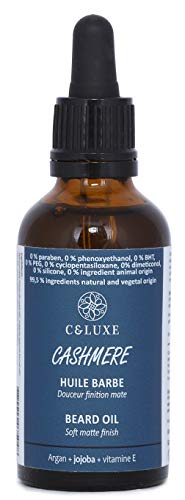 Kaschmir Bartöl von Celuxe, mit natürlichem Öl, Argan, Jojoba Vitamin E, Weichheit, Ernährung, natürlicher Bartpflege, 50 ml