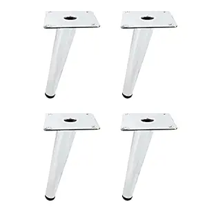 Geesatis 4 Pcs Sofa Legs Chrome Finished Furniture Legs Height 150 mm / 6 inch Oblique Feet Replacement Part for Home Furniture Coffee Table Legs, Silver