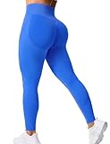 Ieumaz Butt Lifting Leggings for Women Hidden Scrunch Seamless Workout Leggings Mid Low Waist Tummy Control Gym Yoga Pants Electric Blue