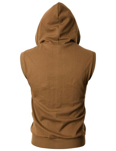 Image of Ohoo Mens Slim Fit Sleeveless Lightweight Zip Up Hooded Sweatshirt Vest Hoodie