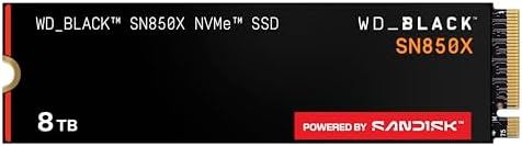 WD_Black SN850X 8TB NVMe SSD - M.2 2280, Up to 7,300 MB/s Read speeds, Up to…