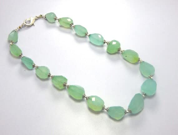 LKBEADS aqua color faceted chalcedony tumble shape 13-18x22-25 mm 19 inches